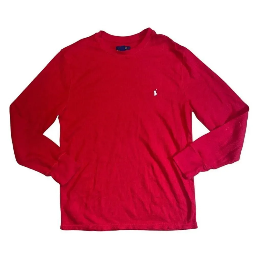 POLO RALPH LAUREN Men’s Red Knitted Long Sleeve Sleepwear Shirt Size L
